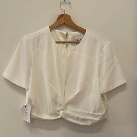 By Malina Bridal Justine top, XL Ivory, bridal crop top, twist top - Picture 3 of 7